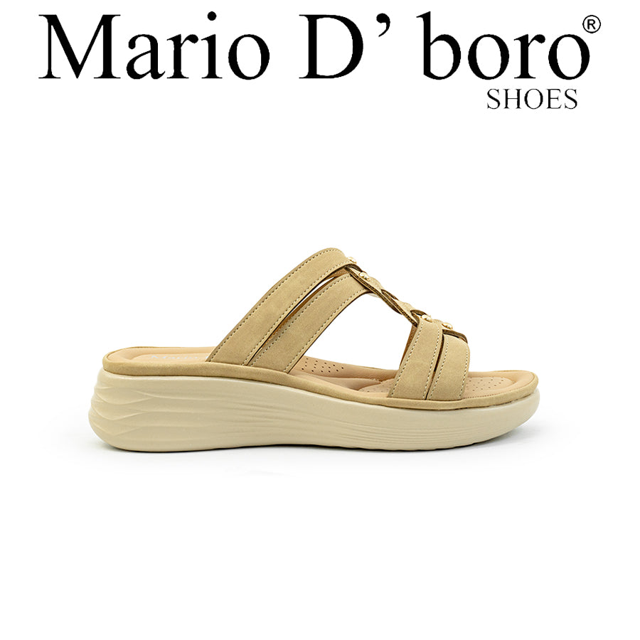 Mario D' boro Women's Wedge Sandals LY 29105 - Beige / VDark Brown C86