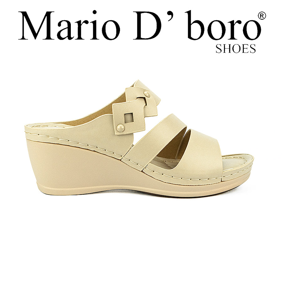 Mario D' Boro Women's Wedge Sandals LW 25689 Black/Bone  C44