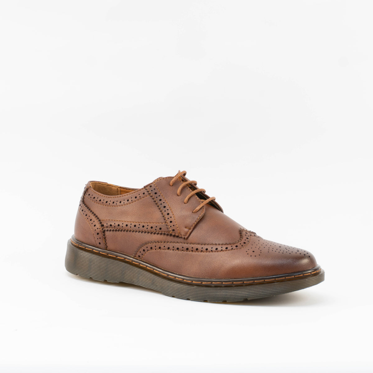 Mario D' boro Men's MZ 27497 C100 Black / Dark Brown dress shoe with perforated detailing lace-up closure and rubber sole.