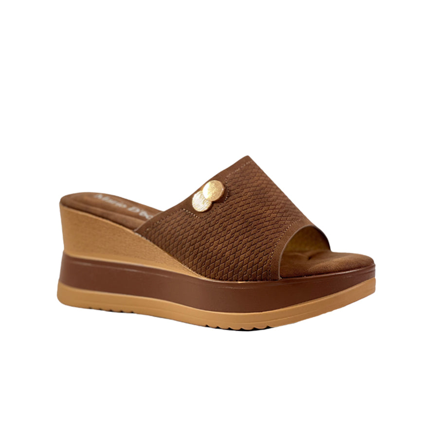 Mario D' Boro Women's Wedge Sandals LY 28234 Beige/Dark Brown C67