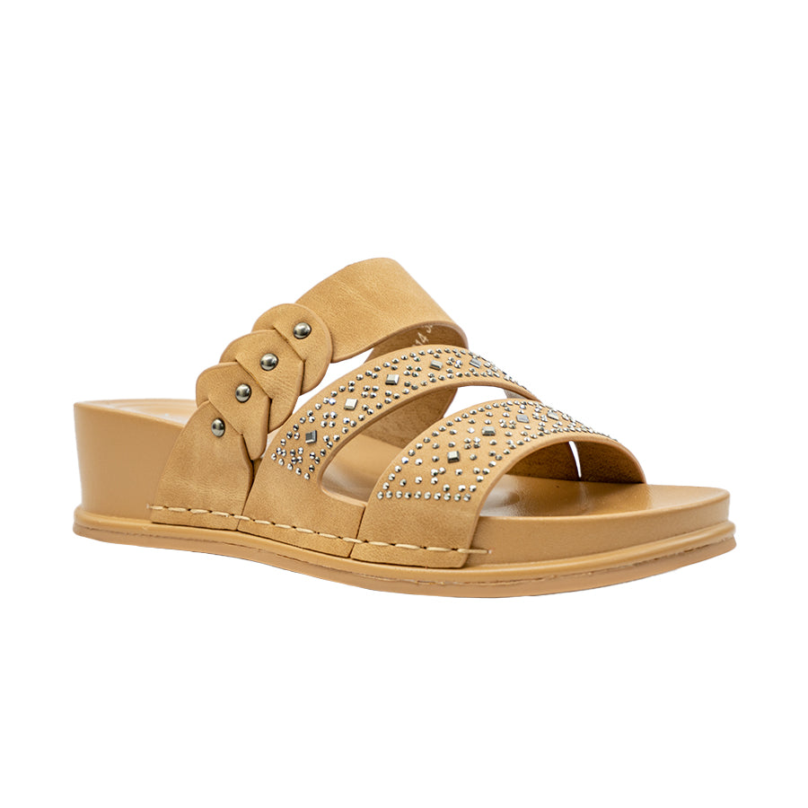 Mario D' Boro Women's Flat Sandals LY 28314 Medium Beige/Off White C70