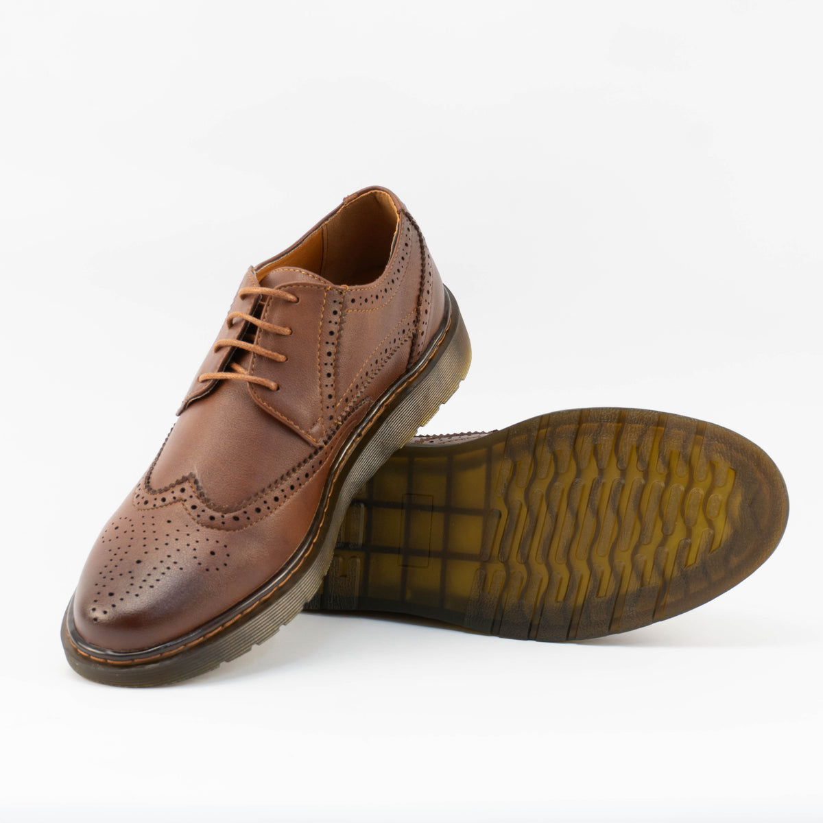 Mario D' boro Men's MZ 27497 C100 Black / Dark Brown dress shoe with perforated detailing lace-up closure and rubber sole.