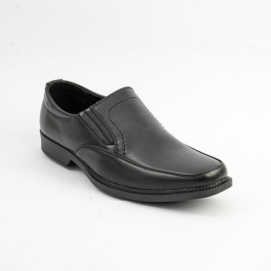 Mario D' boro Men's MZ 27366 C98 Black formal slip-on dress shoe with elastic side panels and low heel. Suitable for formal occasions.