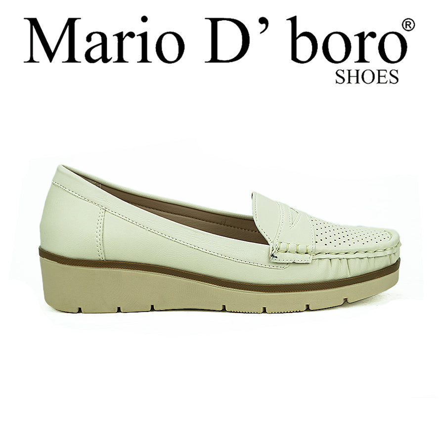 Mario D' Boro Women's Flat Shoes Lv 22110 Beige/Navy Blue