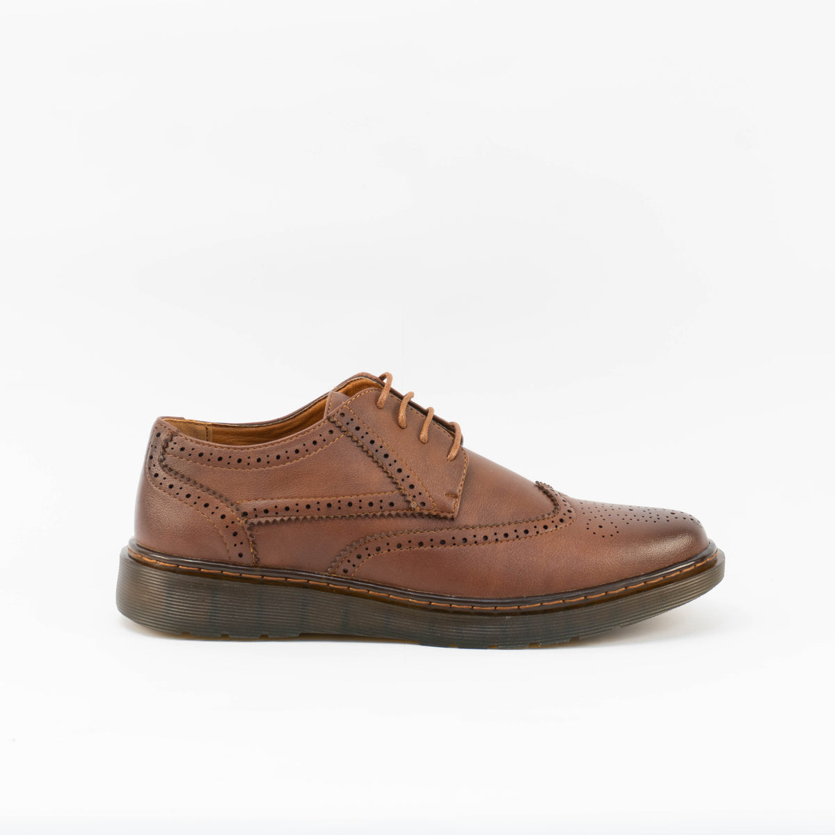 Mario D' boro Men's MZ 27497 C100 Black / Dark Brown dress shoe with perforated detailing lace-up closure and rubber sole.