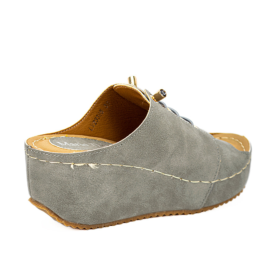 Mario D' Boro Women's Wedge Sandals Lw 23385 Gray/Navy Blue