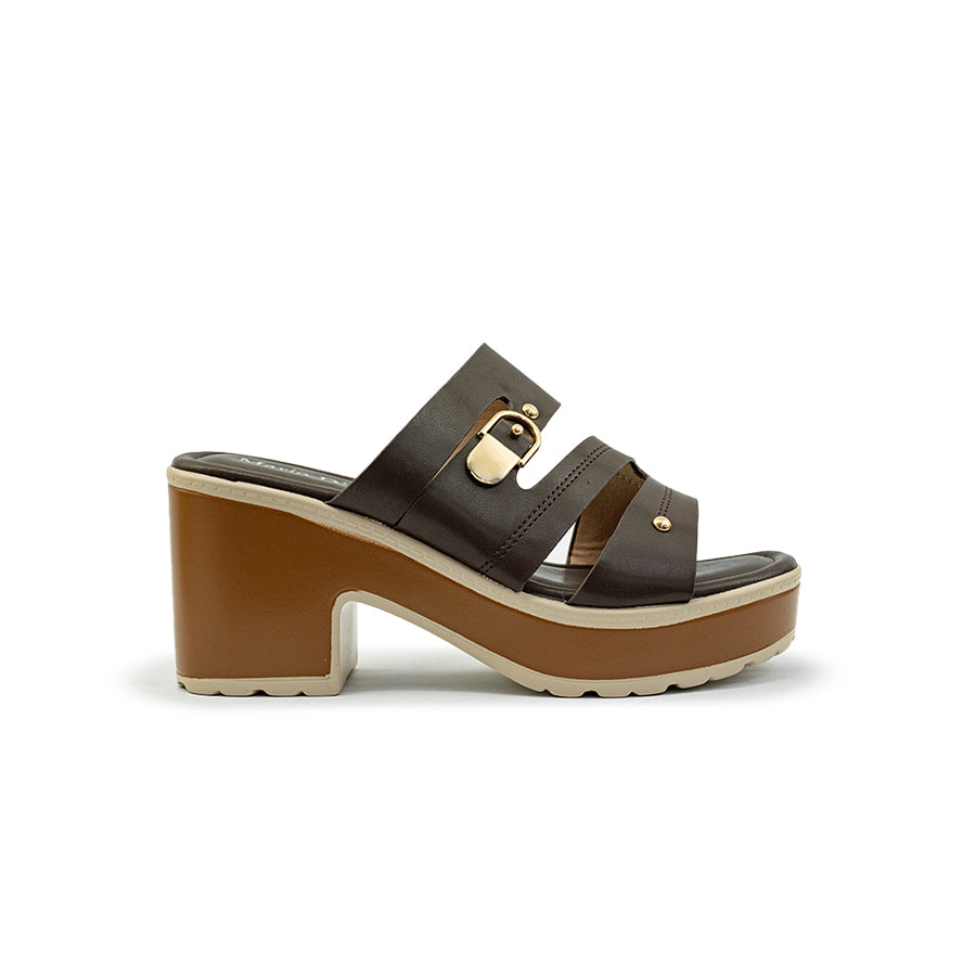 Mario D' boro Women's Heeled Sandals LY 29479 - Beige / VDark Brown C86