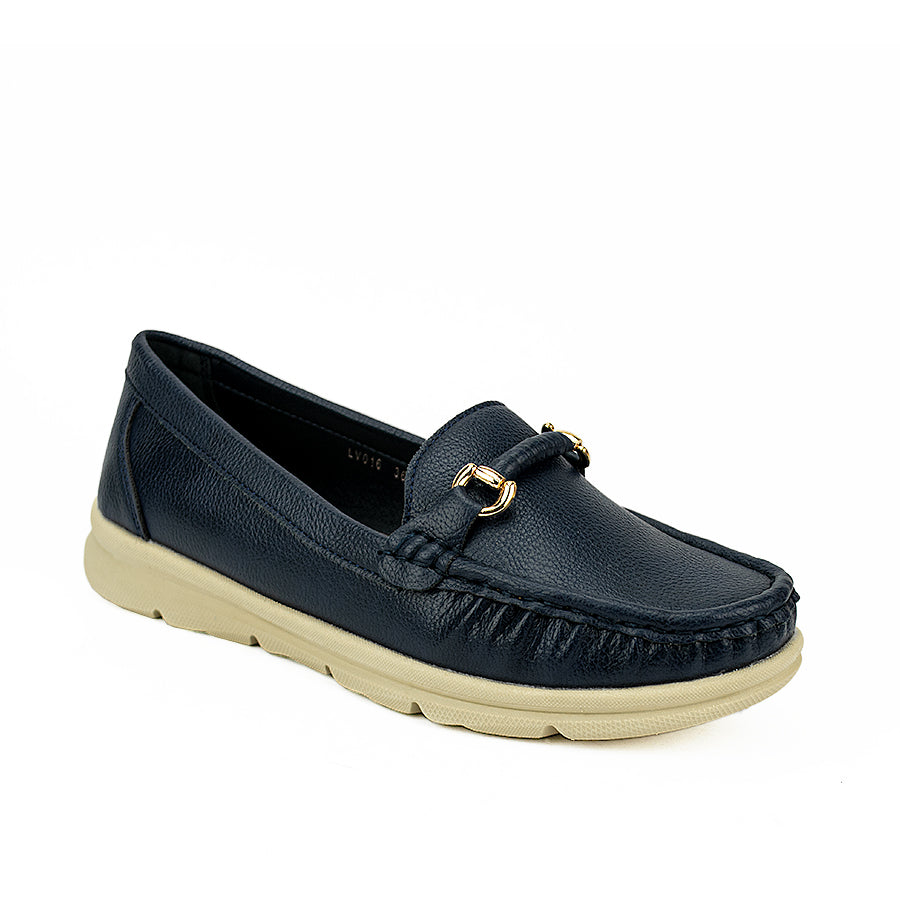 Mario D' Boro Women's Flat Lv 016 Navy Blue/Tan