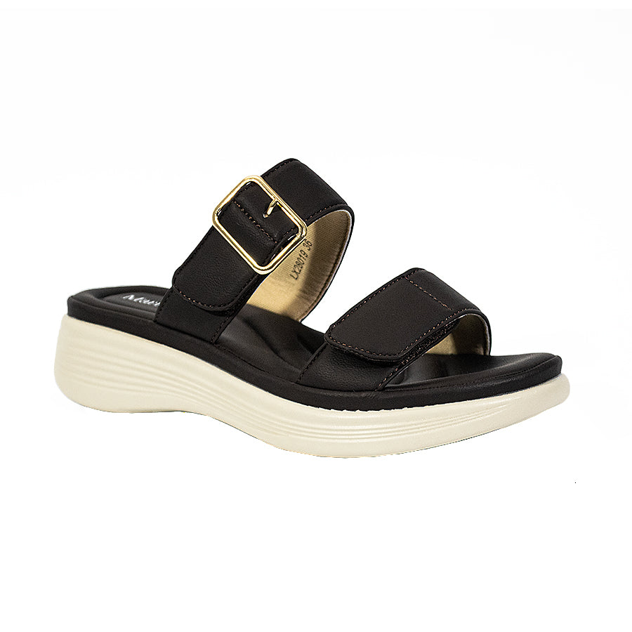 Mario D' Boro Women's Flat Sandals LY 28019 Bone/VDark Brown C65