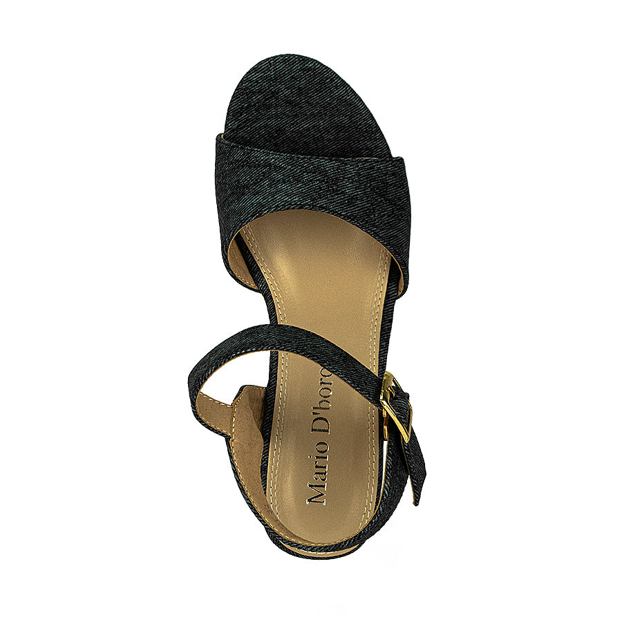 Mario D' Boro Women's Wedge Sandals Lw 25031 Black/Blue C31