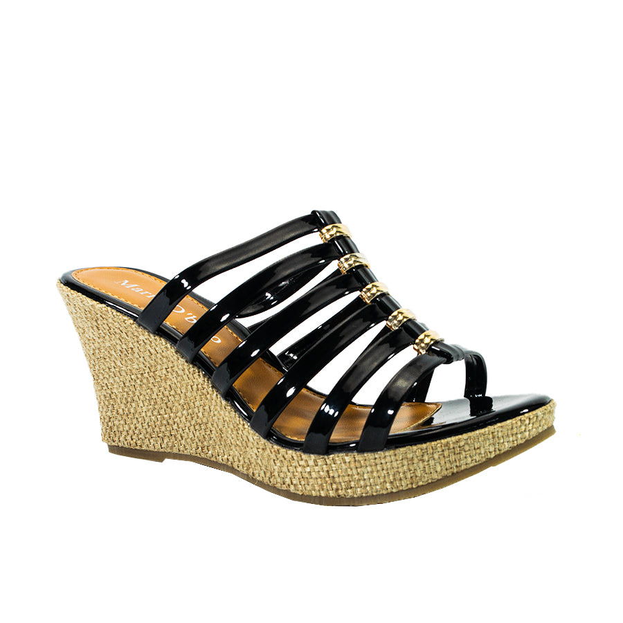 Mario D' Boro Women's Wedge Sandals LX 27890 Black/Taupe C61
