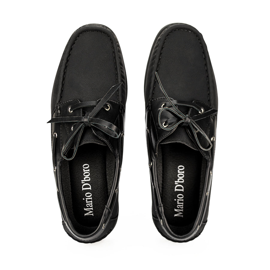 Mario D' Boro Men's Casual Boat Shoes Mw 22771 Black/Dark Beige