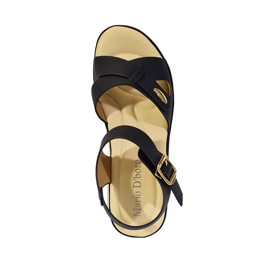 Mario D' Boro Women's Flat Sandals LX 26864 Beige and Black C52 C65