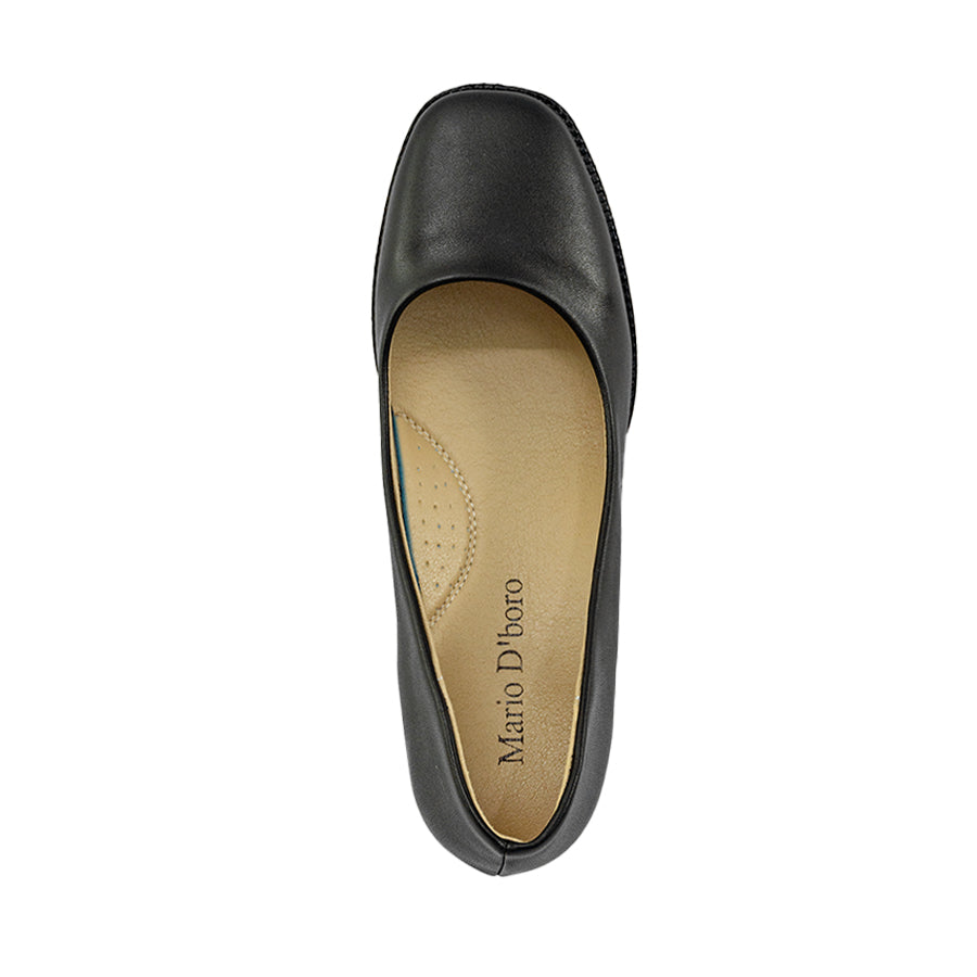 Mario D' boro Women's LZ 30129 C94 Black heel pump with smooth leather finish and rounded toe.