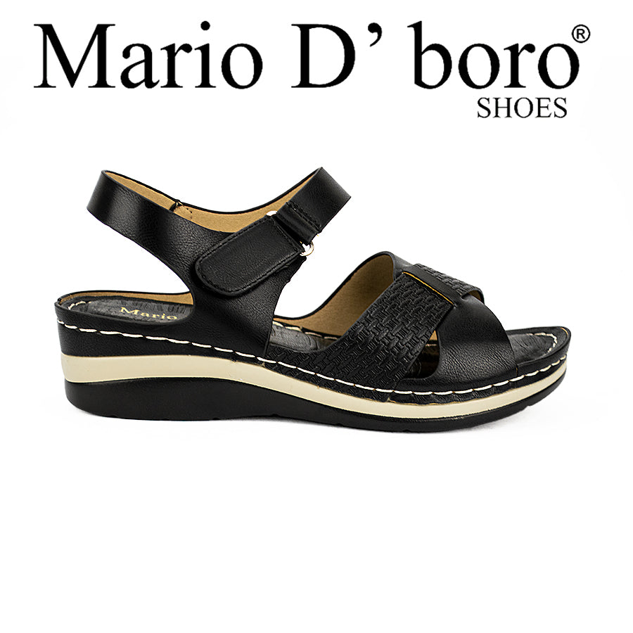 Mario D' Boro Women's Wedge Sandals Lw 22895 Black/Dark Beige