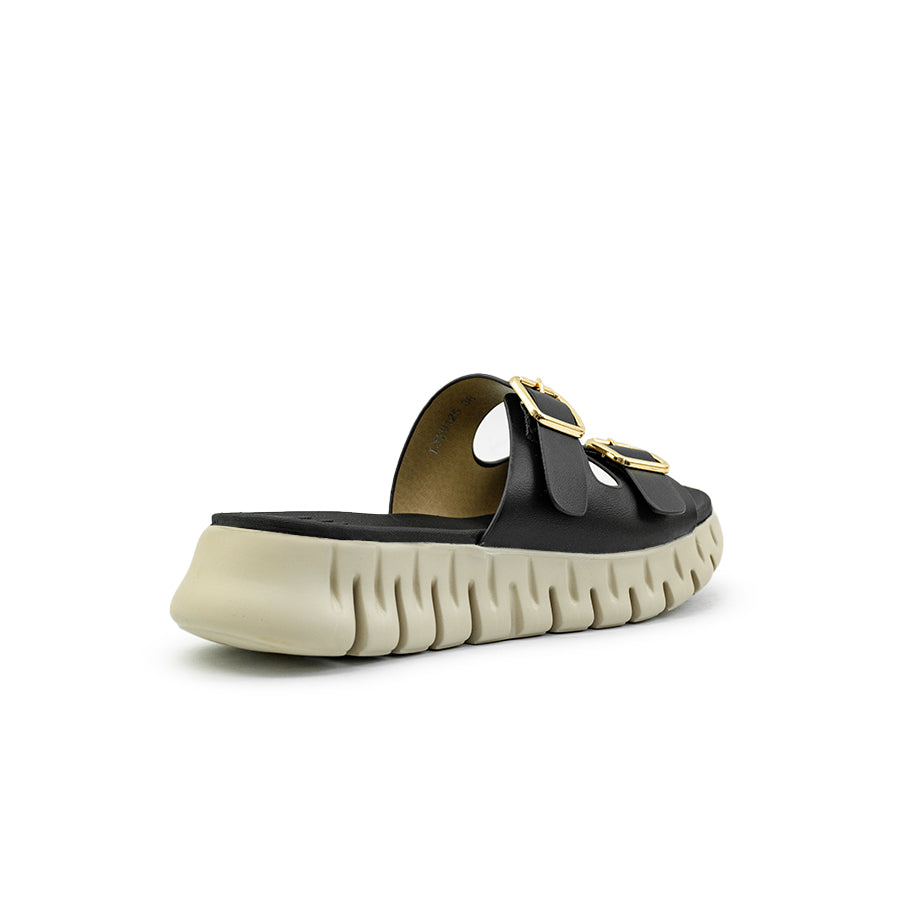 Mario D' boro Women's Flat Sandals LY 29125 - Black Gold / Bone C86