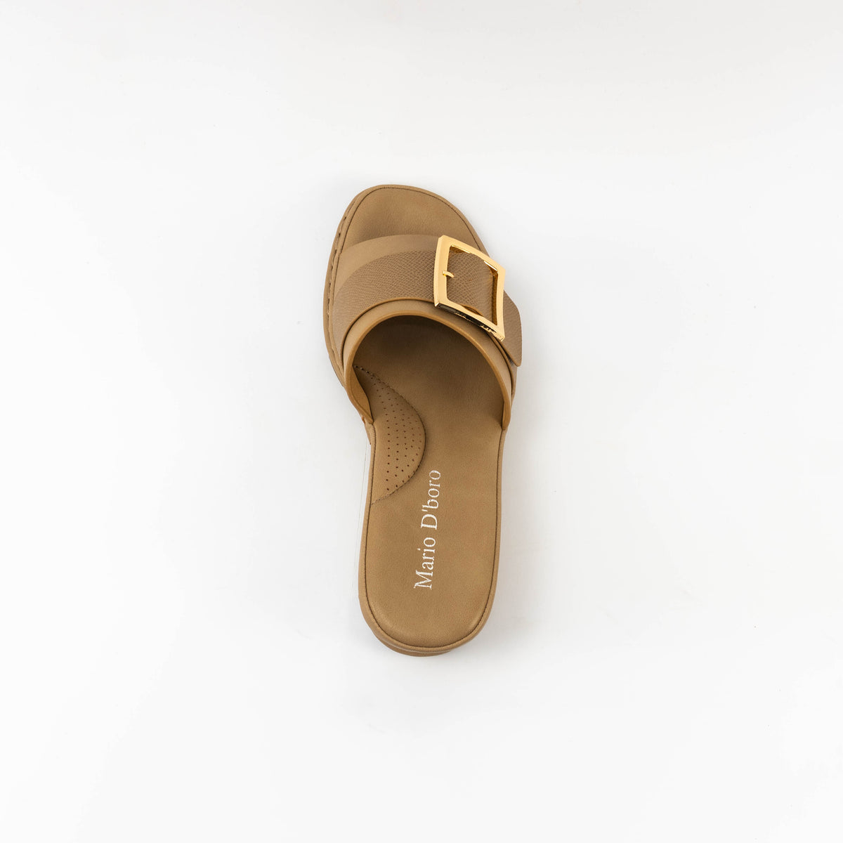 Mario D' boro Women's LZ 30445 C99 Black / Taupe wedge sandal with gold buckle strap.