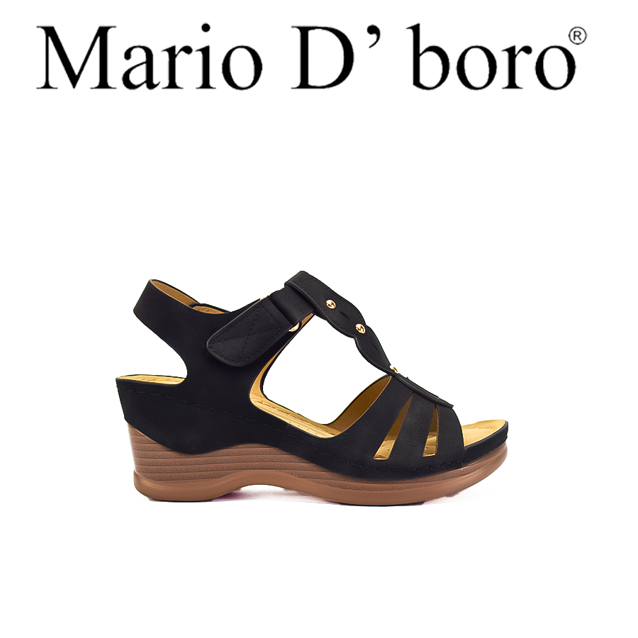 Mario D' Boro Women's Wedge Sandals LX 27064 Black/Brown C51