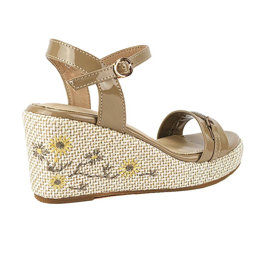 Mario D' Boro Women's Wedge Sandals Lw 26058 Beige/Coffee C46