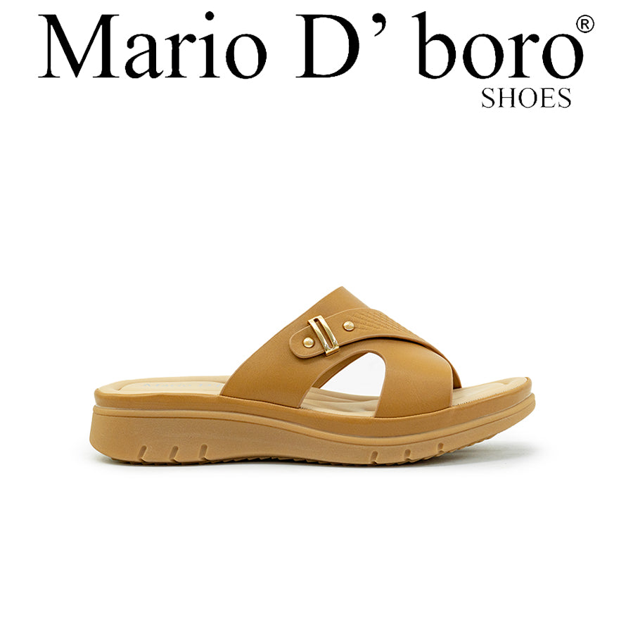 Mario D' boro Women's Flat Sandals LY 27772 - Dark Beige / Off White C89