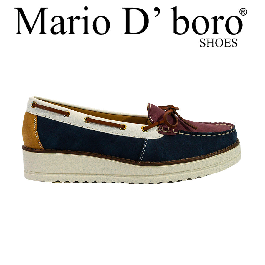 Mario D' Boro Women's Loafers LX 27206 Blue/Red C60
