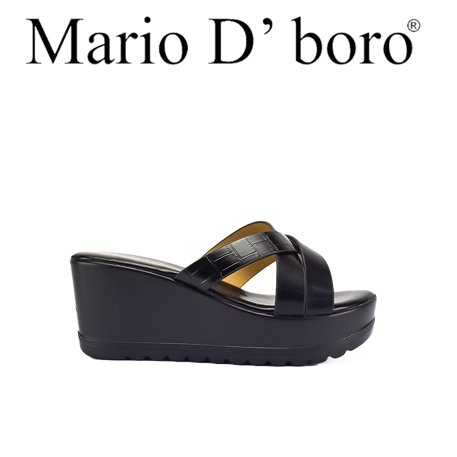 Mario D' Boro Women's Wedge Sandals LX 26590 Black/Maroon C51