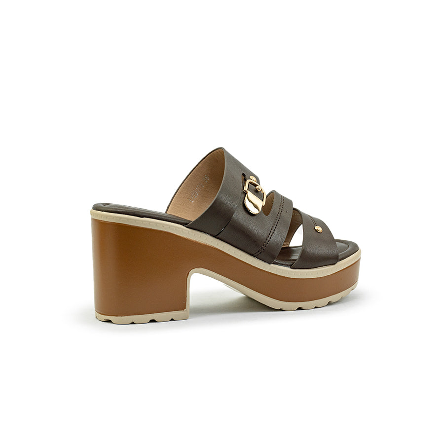 Mario D' boro Women's Heeled Sandals LY 29479 - Beige / VDark Brown C86