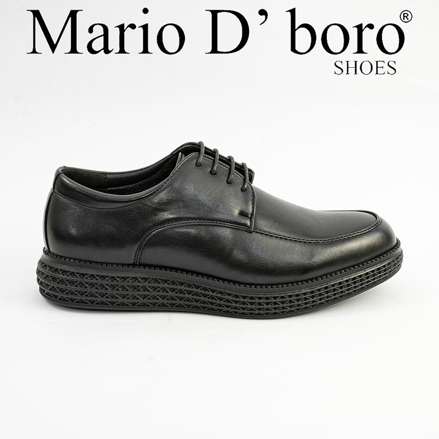 Mario D' boro MZ 27338 C98 Black leather dress shoe with lace-up design and textured sole. Suitable for formal occasions.