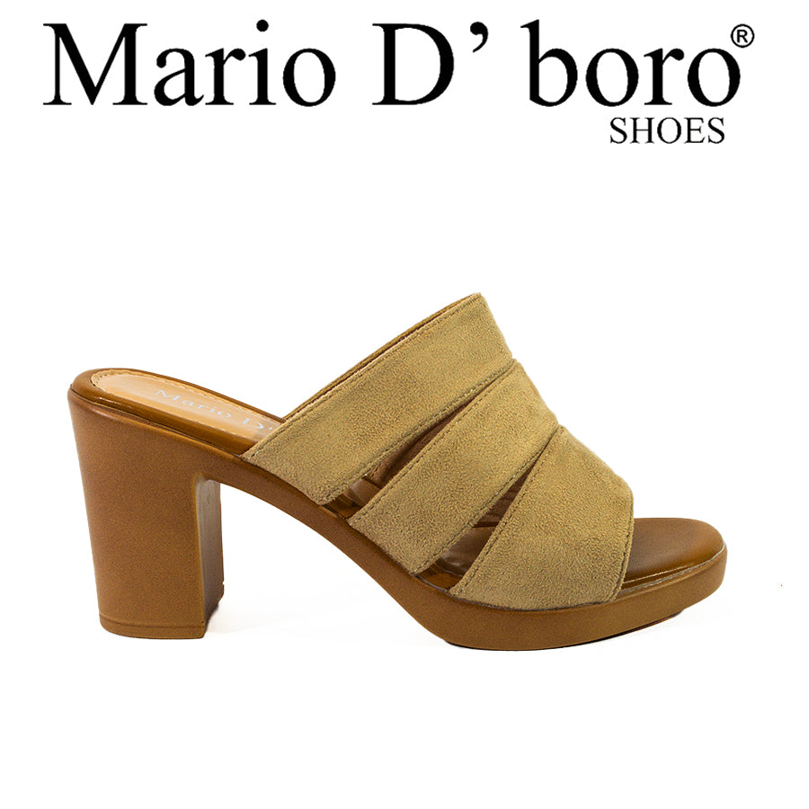Mario D' Boro Women's Heeled Sandals LX 26538 Beige/Black C61