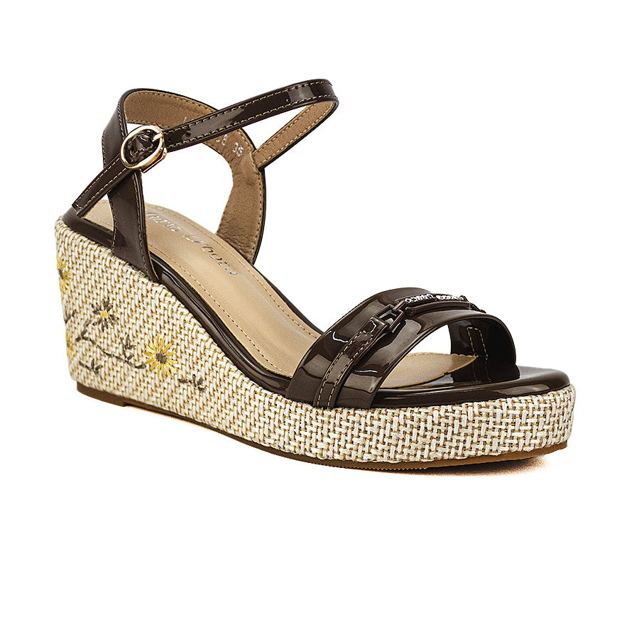 Mario D' Boro Women's Wedge Sandals Lw 26058 Beige/Coffee C46