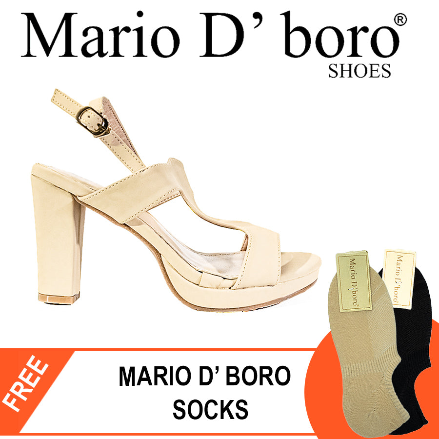 Mario D' Boro Women's Heeled Sandals LX 26563 Beige/Black C52
