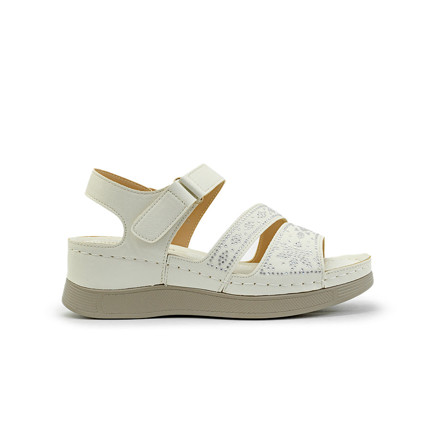 Mario D' boro Women's Wedge Sandals LY 29085 - Black / Off White C89