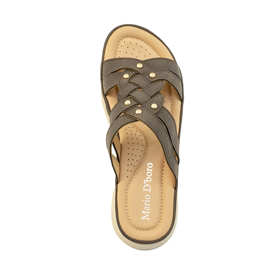 Mario D' boro Women's Wedge Sandals LY 29105 - Beige / VDark Brown C86