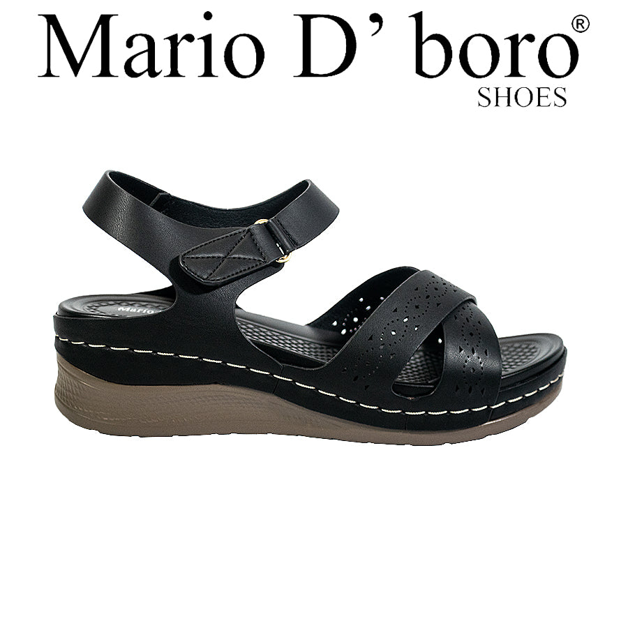 Mario D' Boro Women's Flat Sandals LY 27297 Beige/Black C65