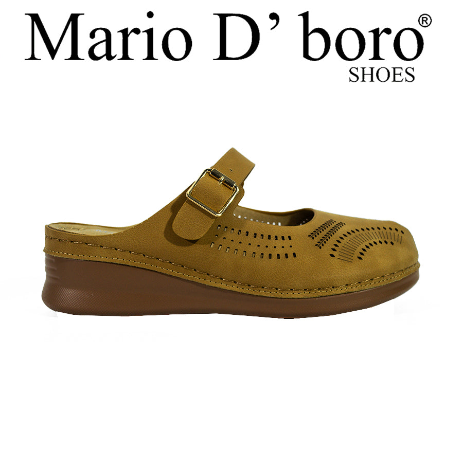 Mario D' Boro Women's Mules LX 27190 Dark Beige/Dark Brown C58