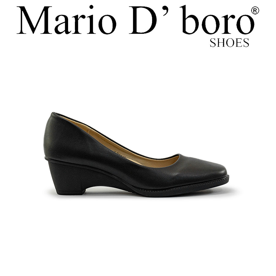 Mario D' boro Women's LZ 30129 C94 Black heel pump with smooth leather finish and rounded toe.