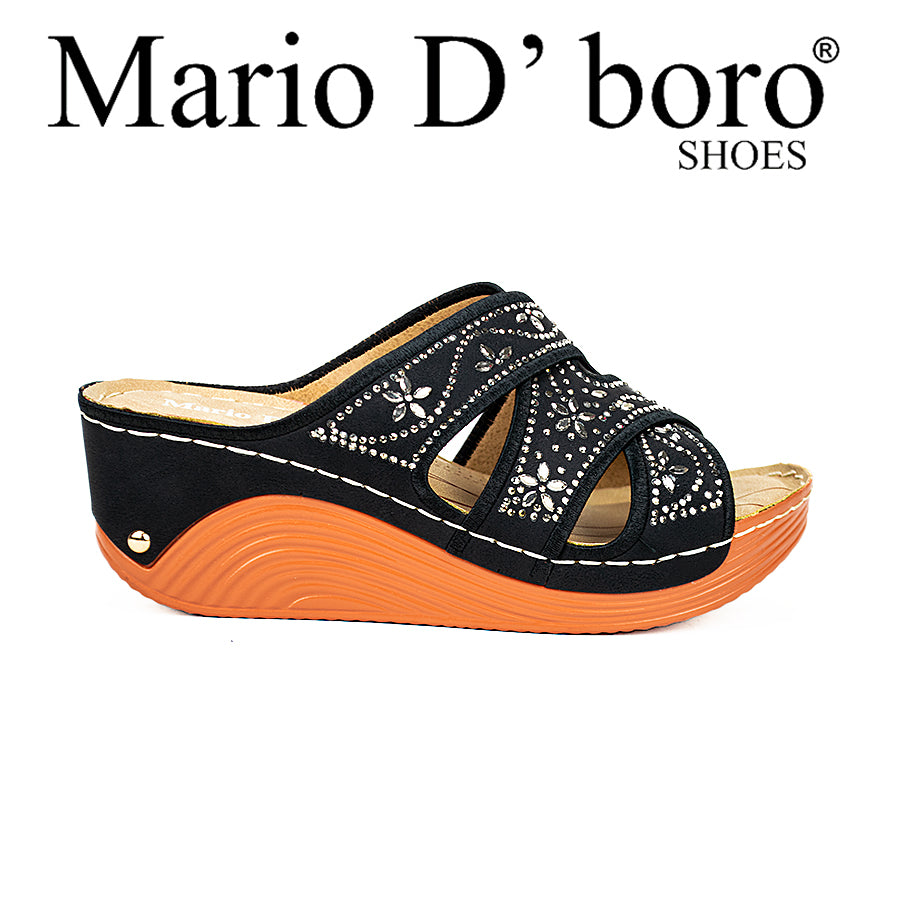 Mario D' Boro Women's Sandals Lv 22412 Beige/Black/Navy Blue C51