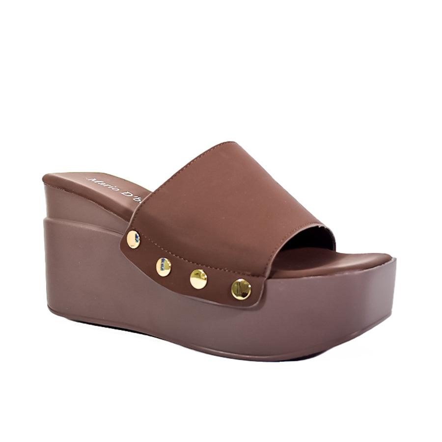 Mario D' Boro Women's Wedge Sandals LX 27050 Beige/Dark Brown C52