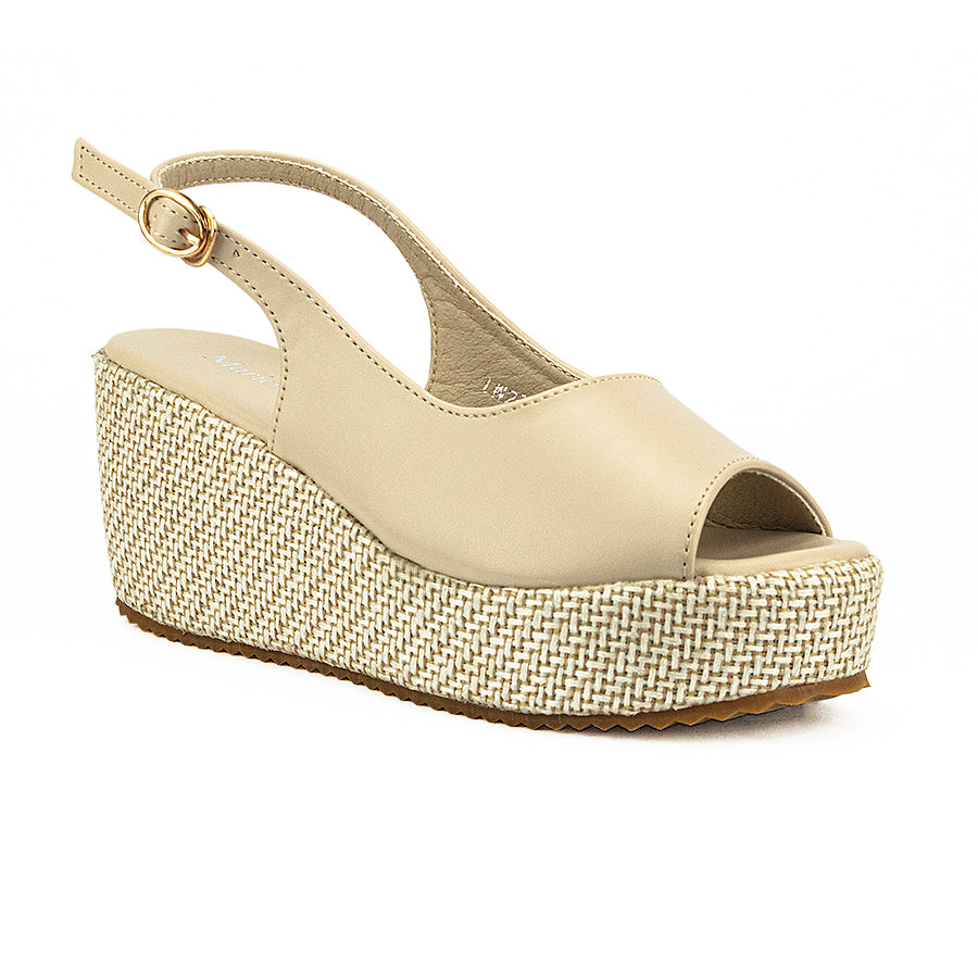 Mario D' Boro Women's Wedge Sandals LW 26011 Beige/Black C44 C65