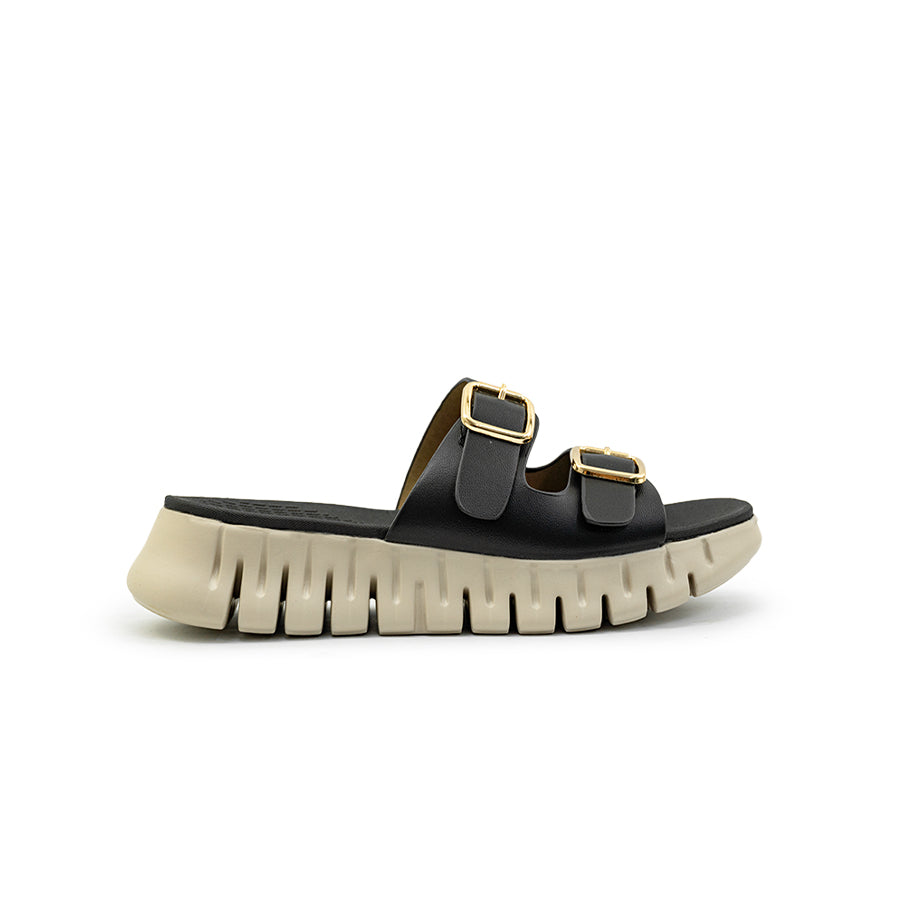 Mario D' boro Women's Flat Sandals LY 29125 - Black Gold / Bone C86