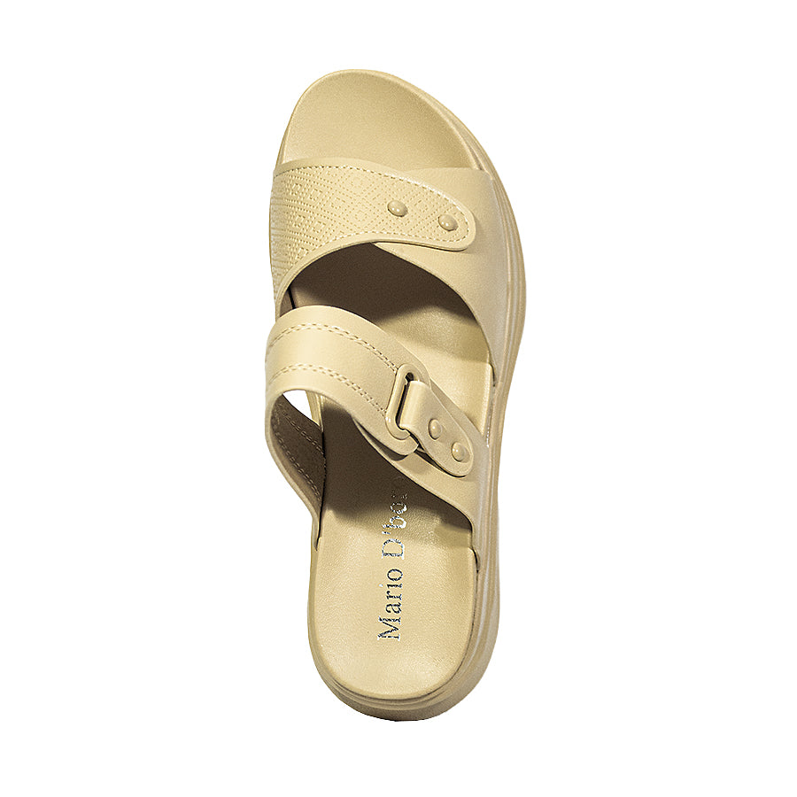 Mario D' Boro Women's Flat Sandals LY 27142 Beige/Black C65