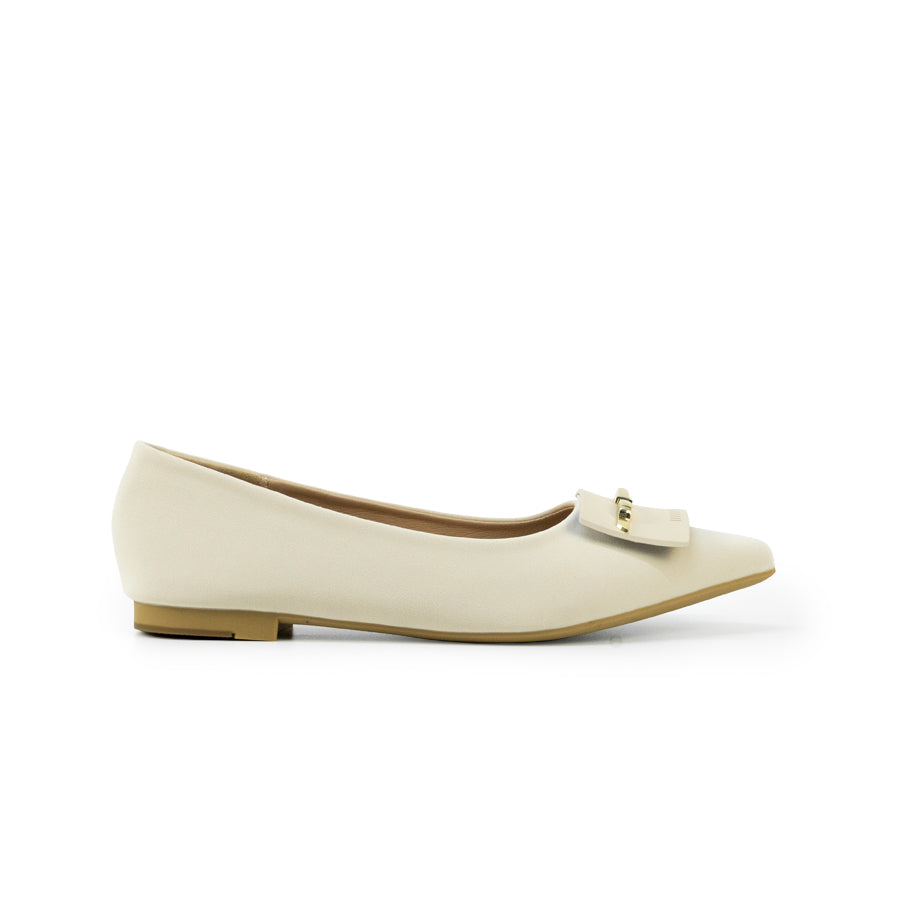 Mario D' boro LZ 29690 C102 Women's Light Beige / Taupe ballet flat shoe with bow detail and low heel.