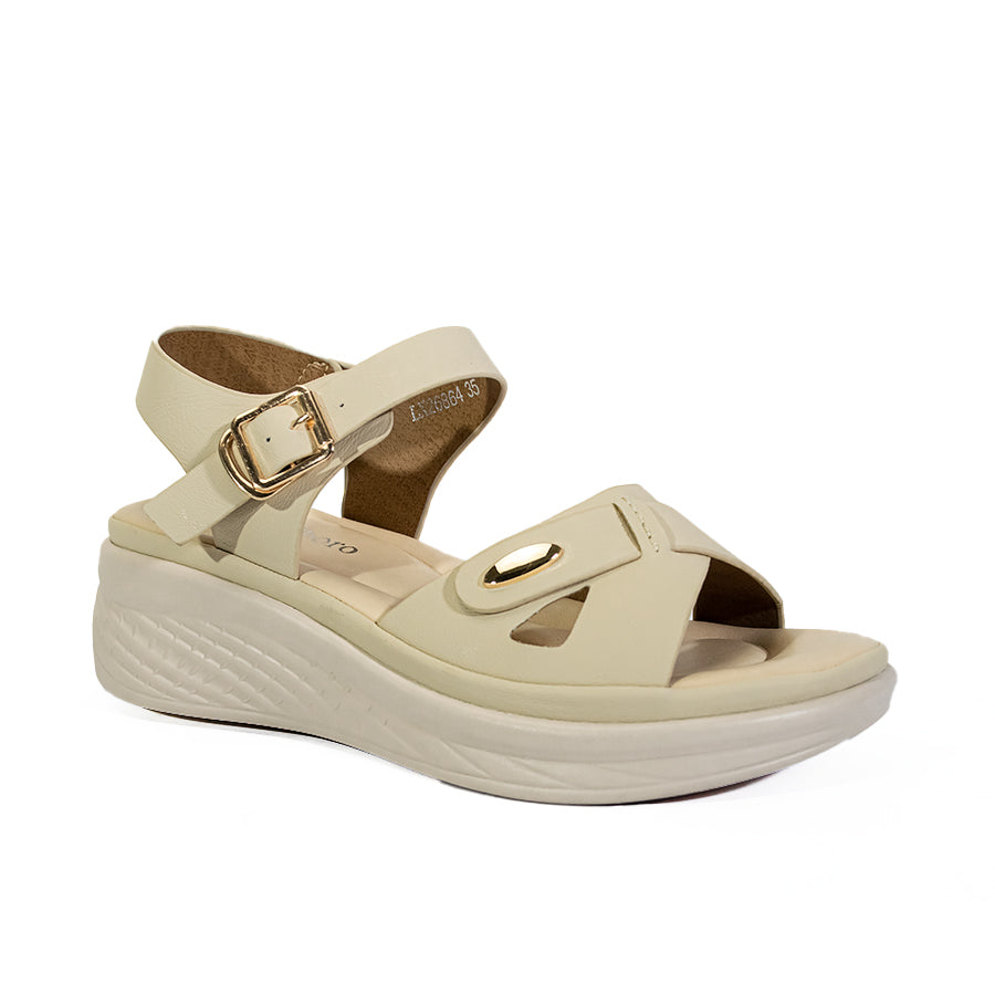 Mario D' Boro Women's Flat Sandals LX 26864 Beige and Black C52 C65
