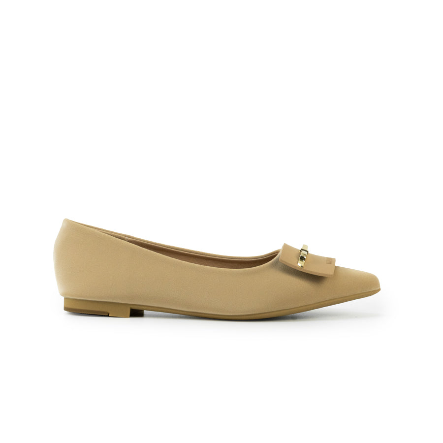 Mario D' boro LZ 29690 C102 Women's Light Beige / Taupe ballet flat shoe with bow detail and low heel.
