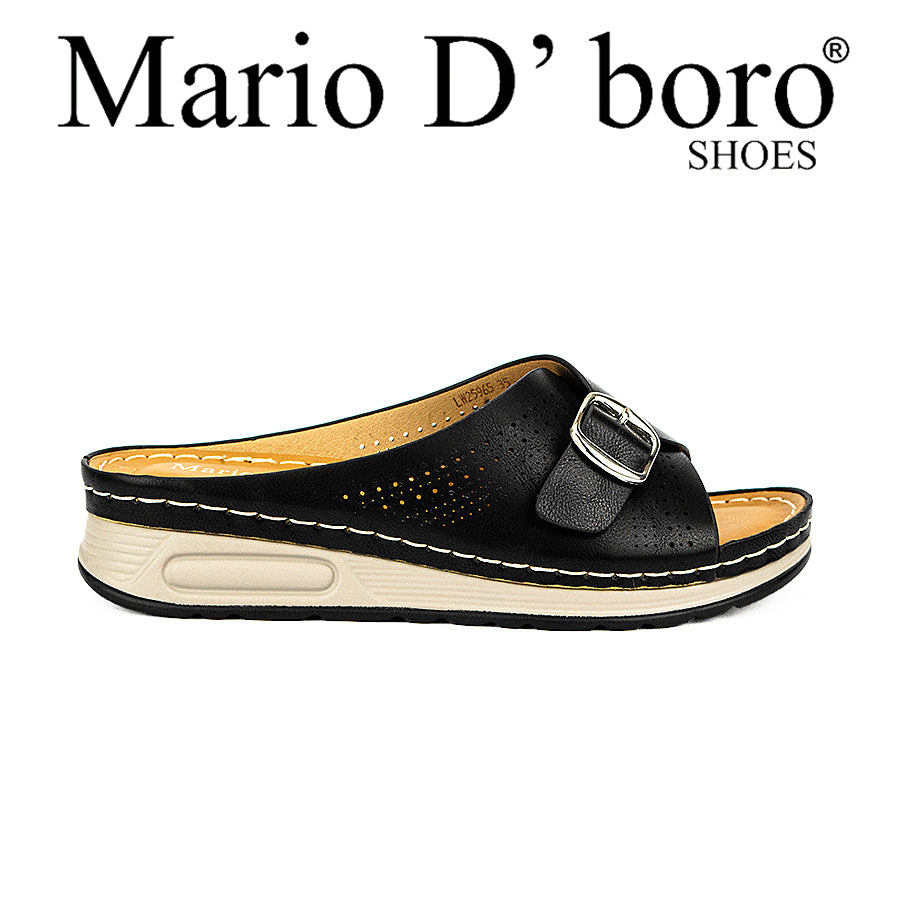 Mario D' Boro Women's Flat Sandals Lw 25965 Beige/Black C44-C45