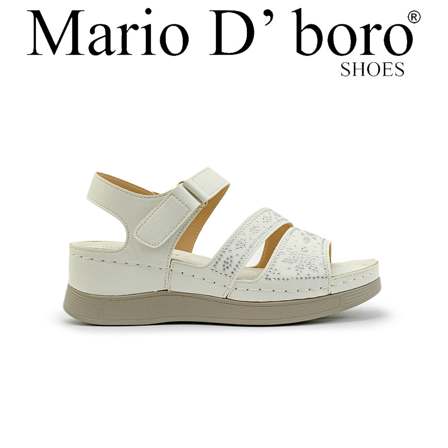 Mario D' boro Women's Wedge Sandals LY 29085 - Black / Off White C89