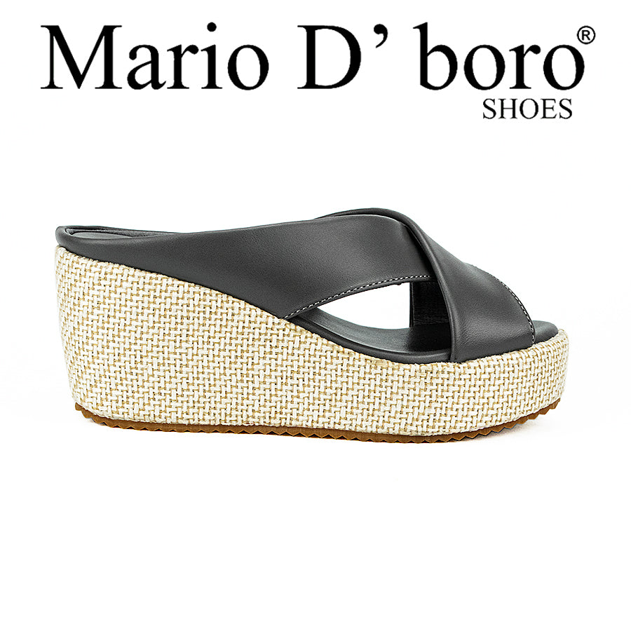 Mario D' Boro Women's Wedge Sandals LW 26010 Gray/White  C44