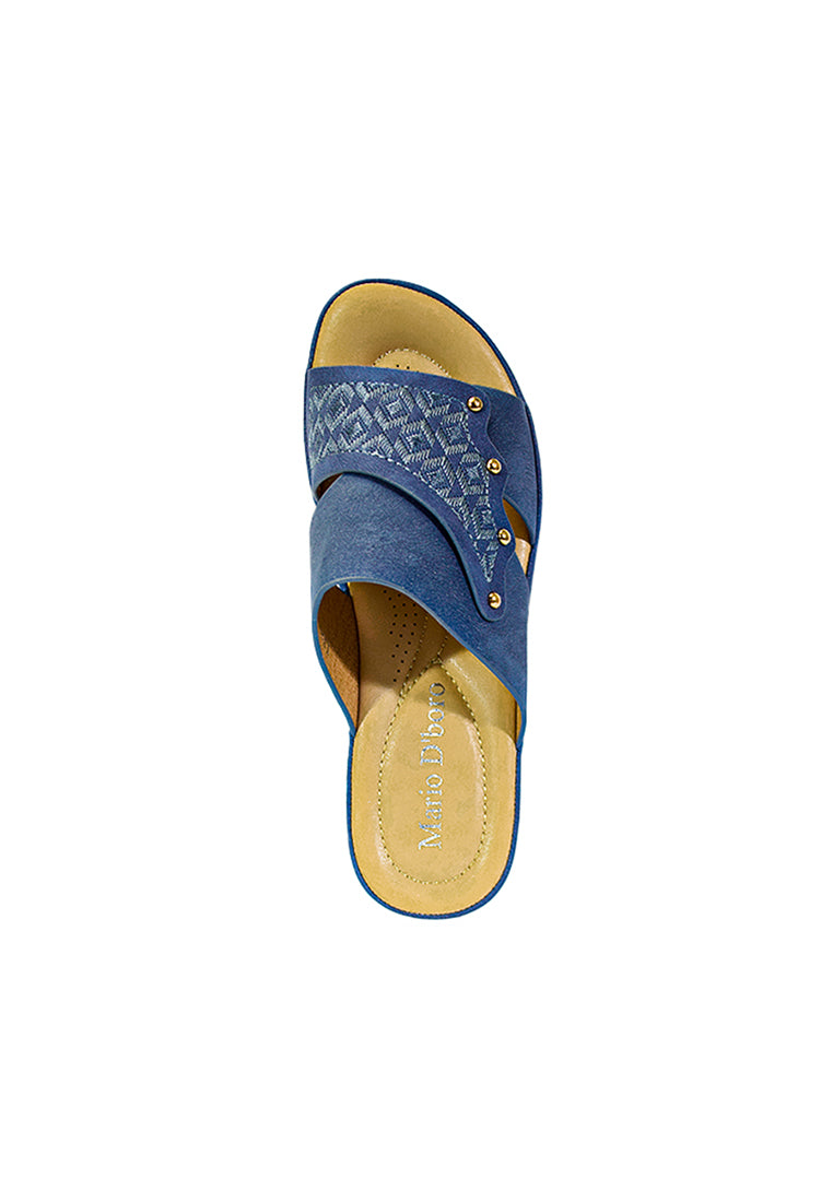 Mario D' Boro Women's Flat Sandals LX 26973 Blue/Brown C52