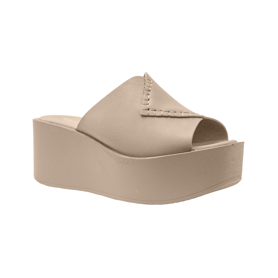 Women's Wedge Sandals LX 28031 Taupe/Dark Brown C71