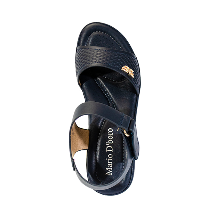 Mario D' Boro Women's Flat Sandals LX 26899 Brown and Navy Blue C52